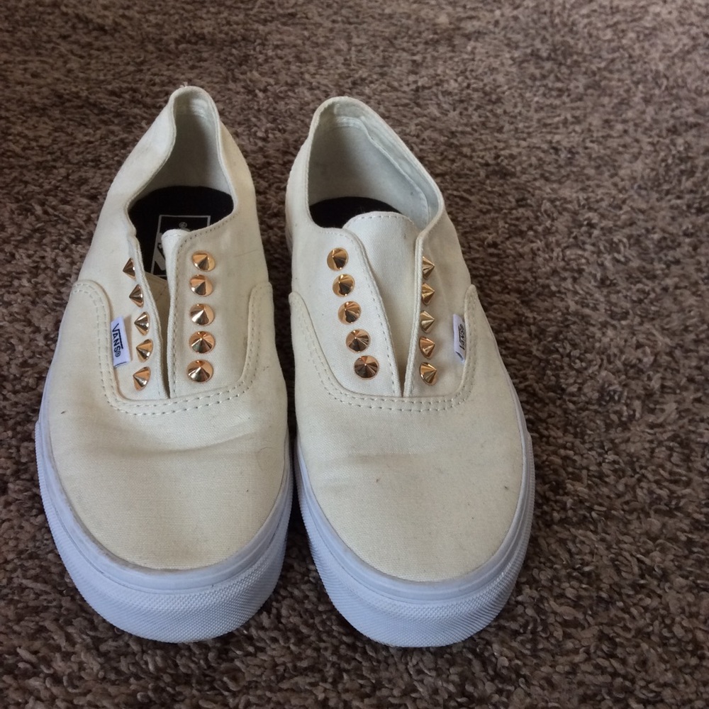 Gently Worn Cream Studded Vans